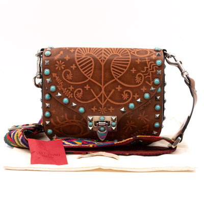 Rockstud Flap Bag Guitar Strap Brown Leather