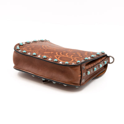 Rockstud Flap Bag Guitar Strap Brown Leather