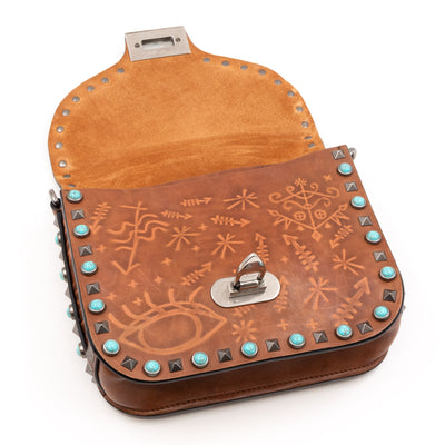 Rockstud Flap Bag Guitar Strap Brown Leather