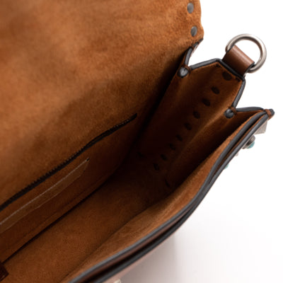 Rockstud Flap Bag Guitar Strap Brown Leather