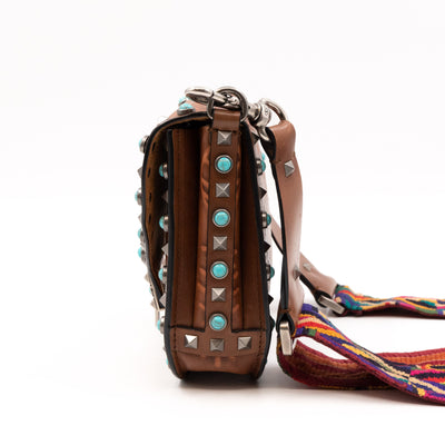 Rockstud Flap Bag Guitar Strap Brown Leather