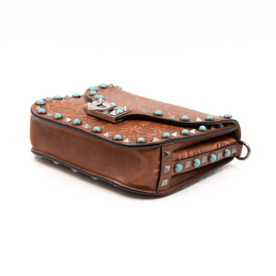 Rockstud Flap Bag Guitar Strap Brown Leather