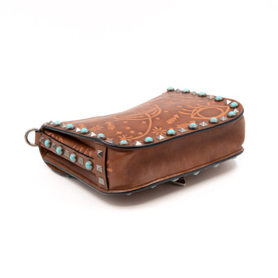 Rockstud Flap Bag Guitar Strap Brown Leather