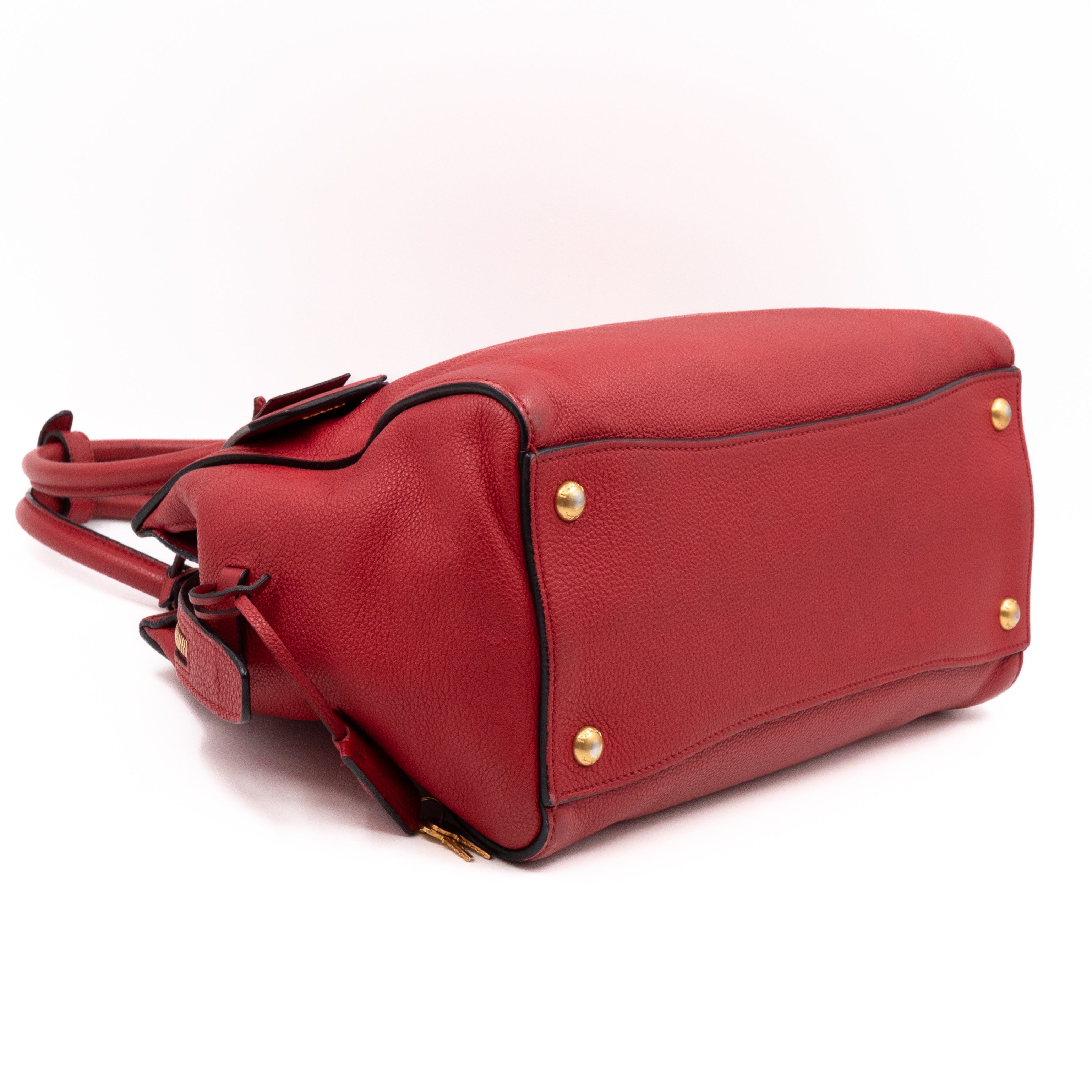 Two Way Tote Bag Fire Red Leather