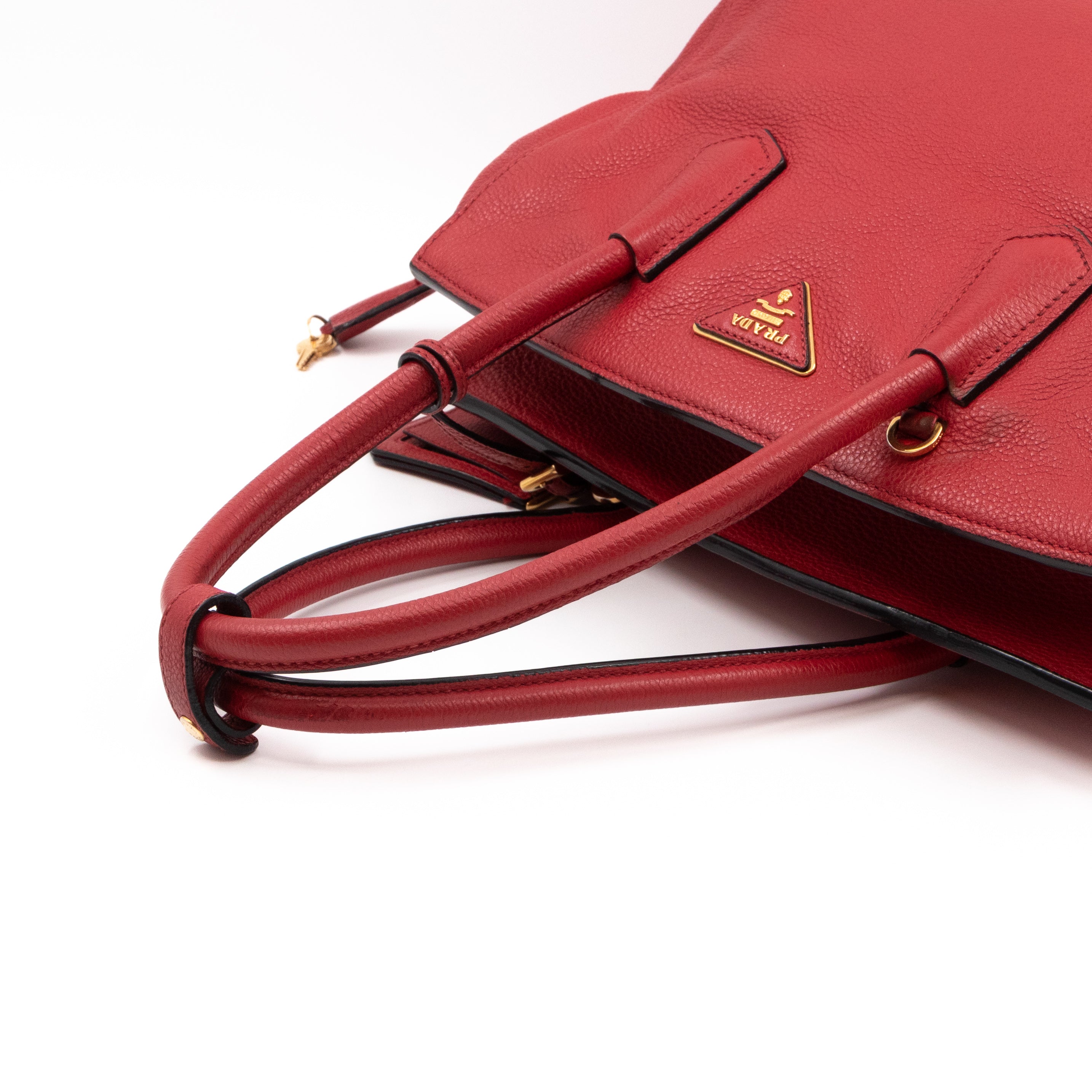 Two Way Tote Bag Fire Red Leather
