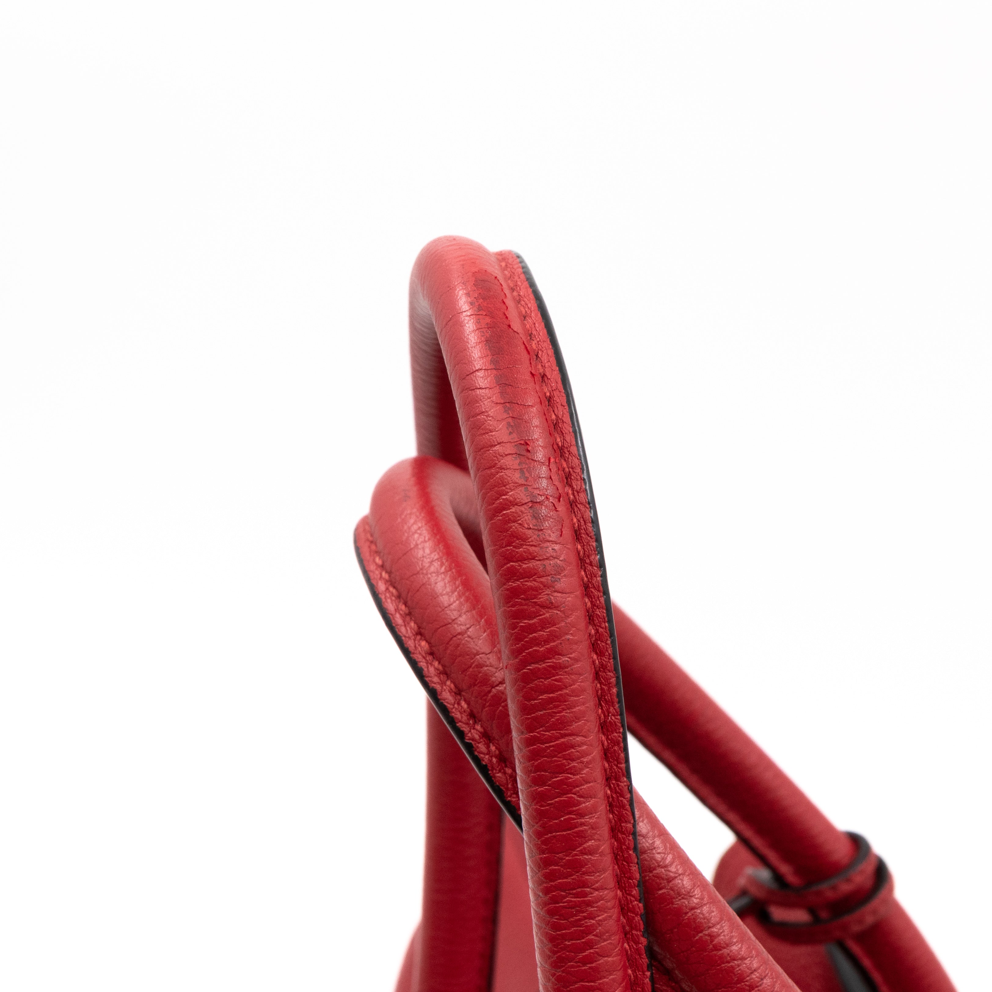 Two Way Tote Bag Fire Red Leather