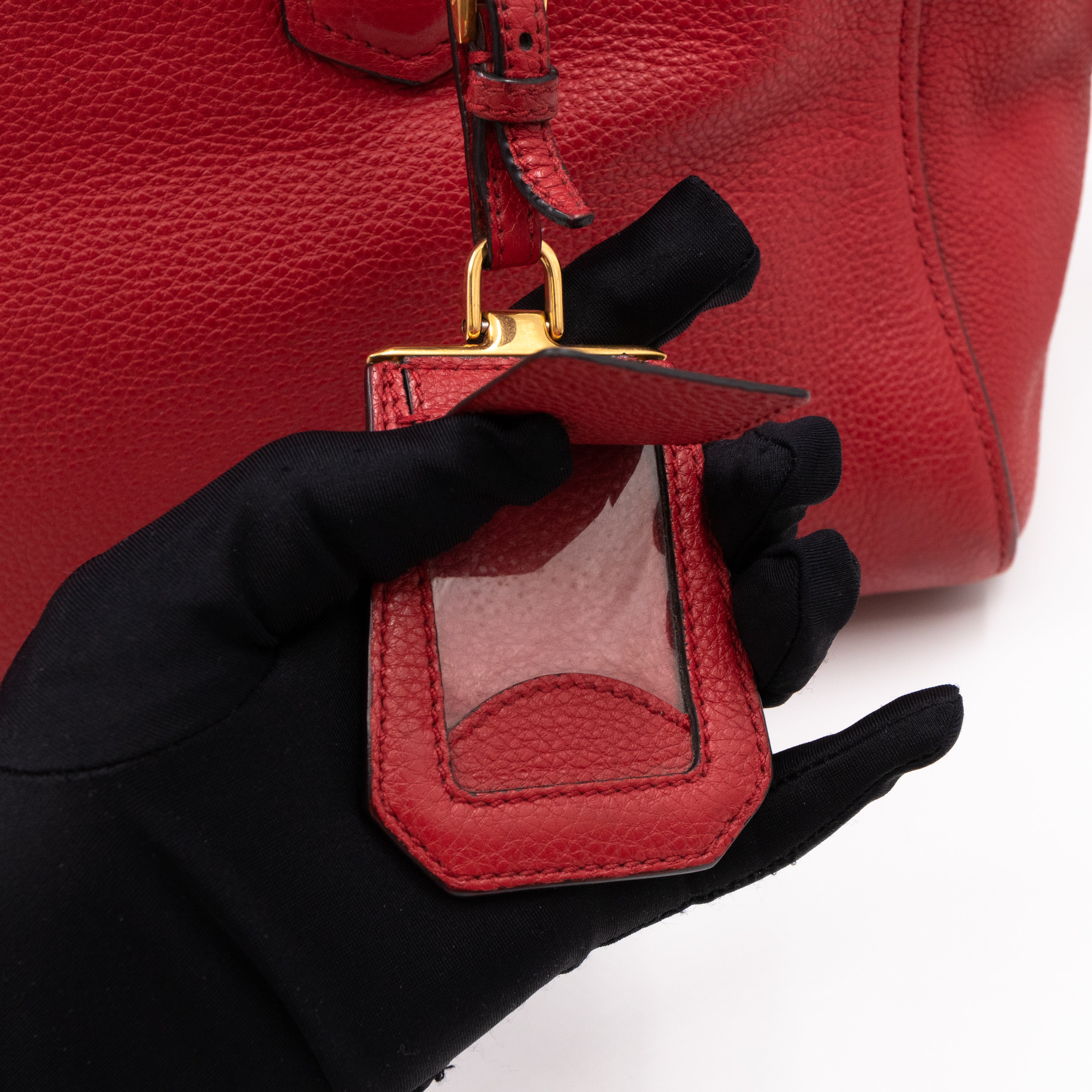 Two Way Tote Bag Fire Red Leather