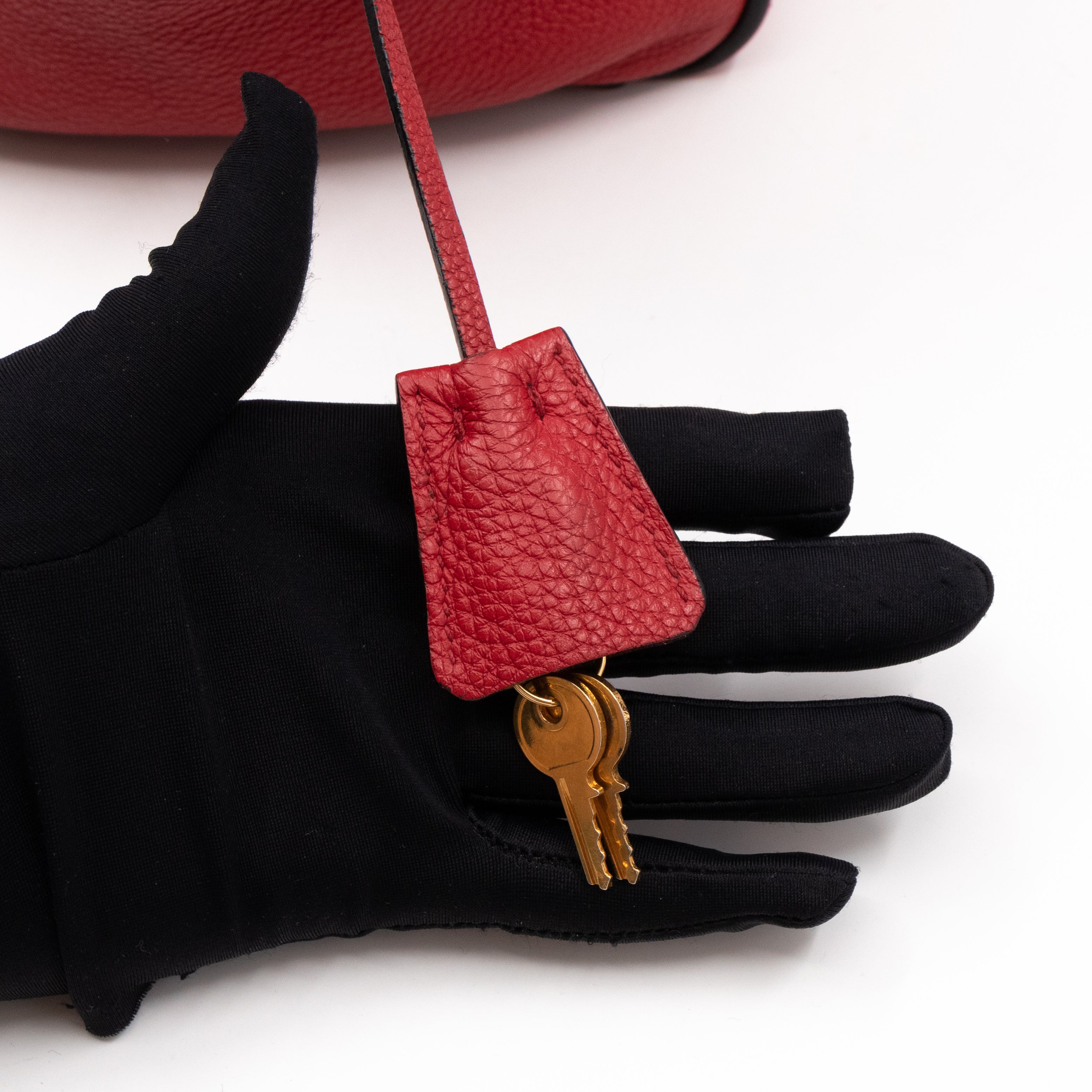 Two Way Tote Bag Fire Red Leather