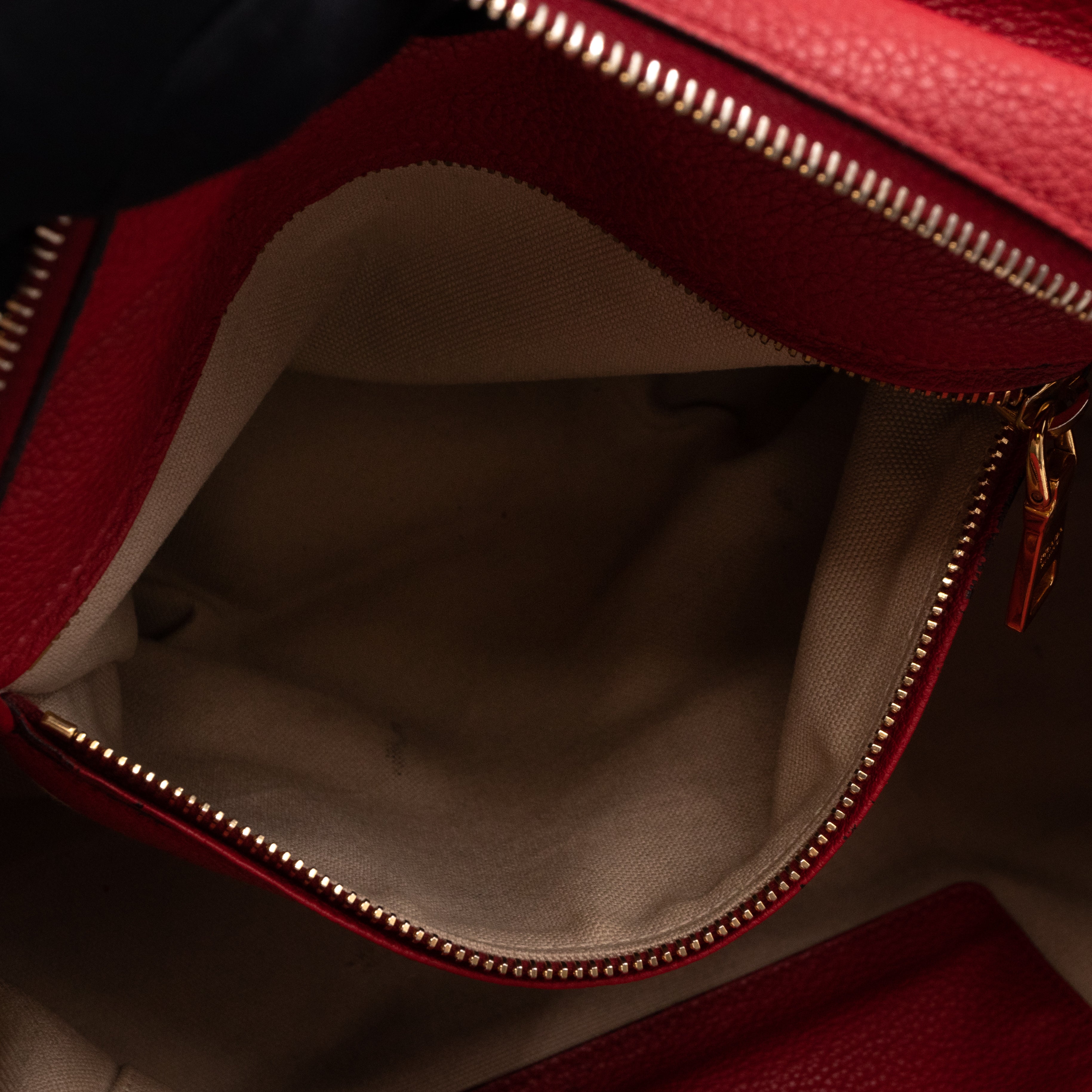 Two Way Tote Bag Fire Red Leather