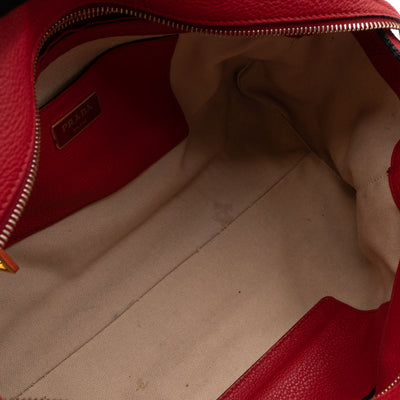 Two Way Tote Bag Fire Red Leather