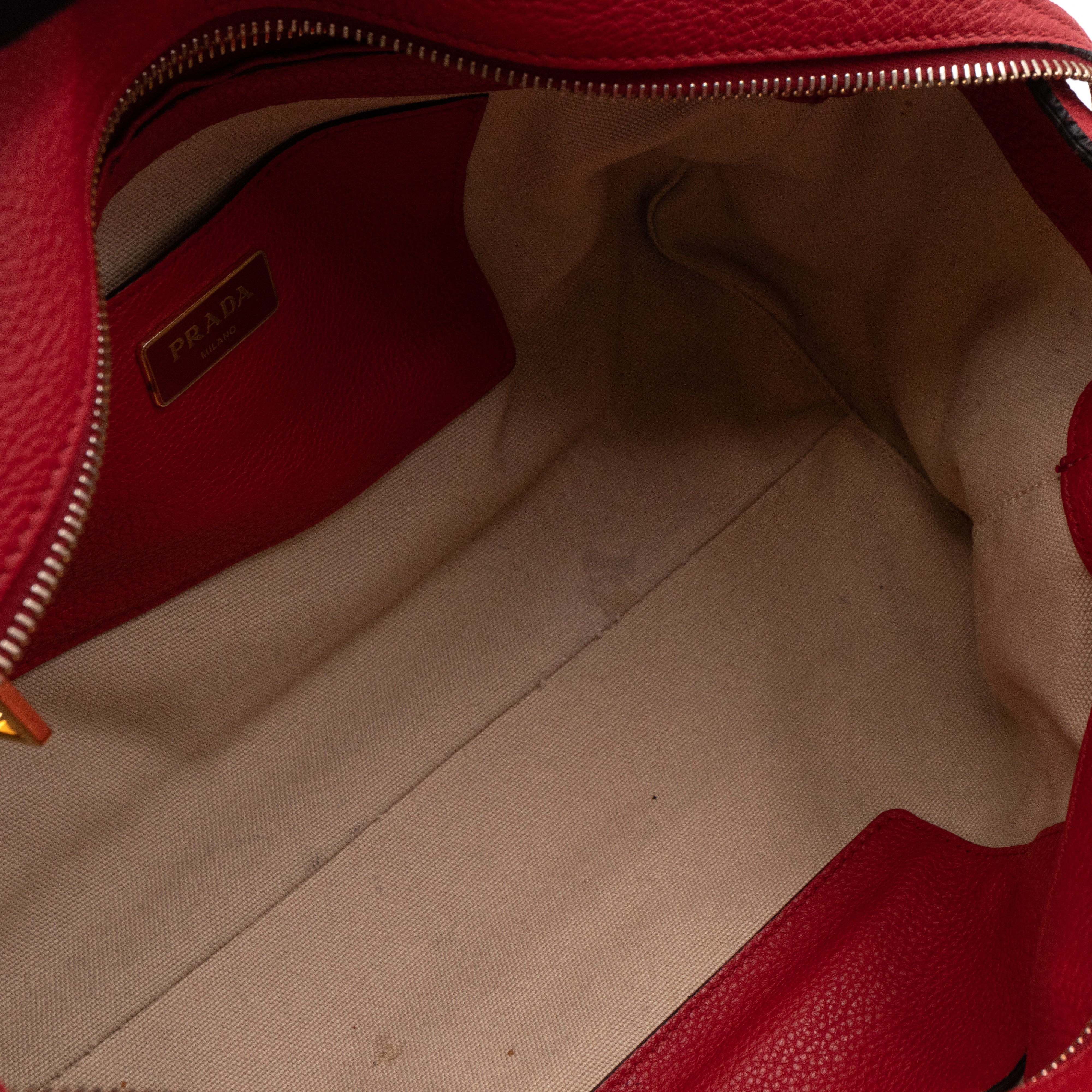 Two Way Tote Bag Fire Red Leather