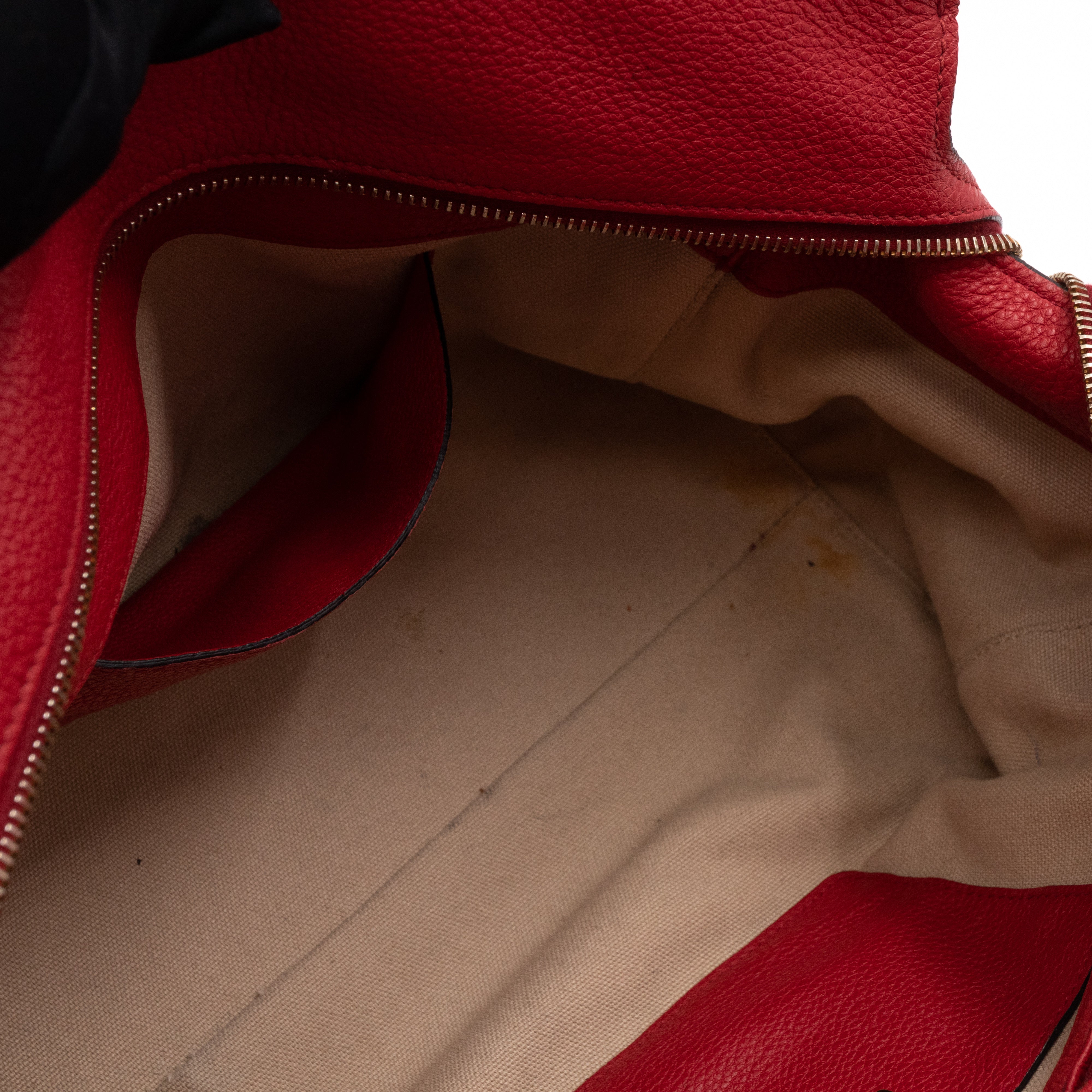 Two Way Tote Bag Fire Red Leather