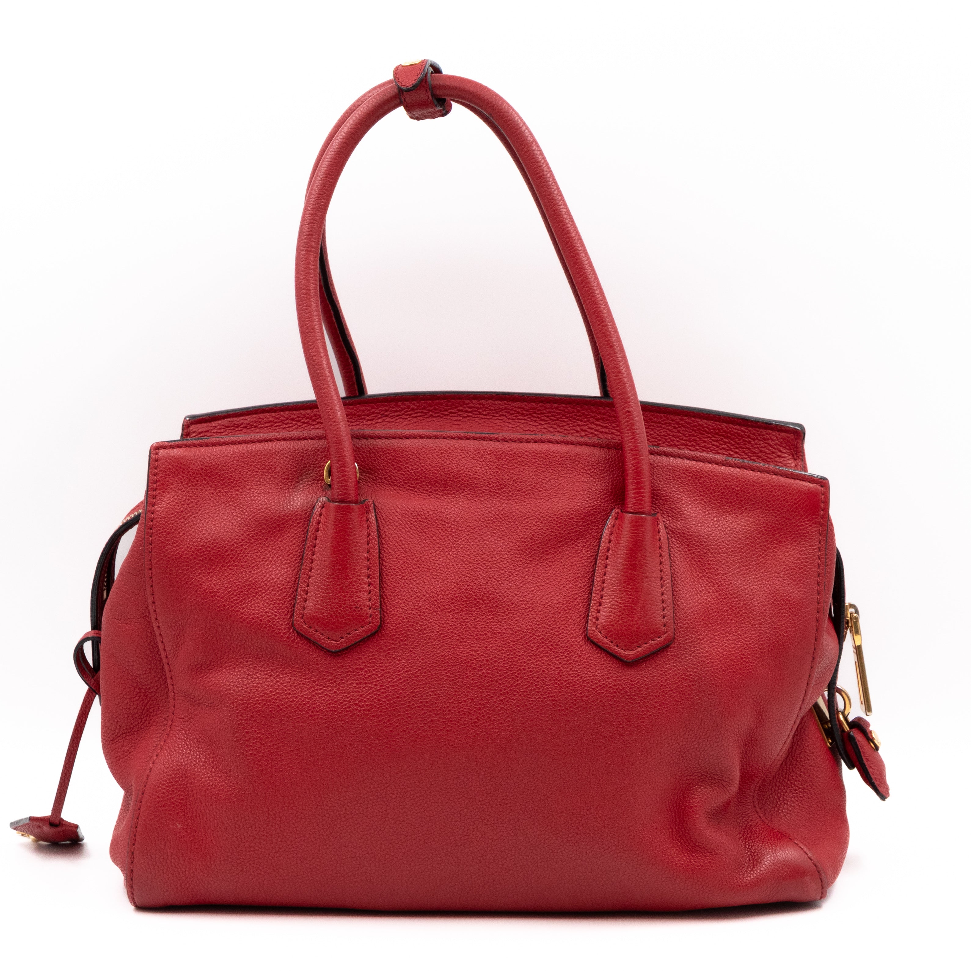 Two Way Tote Bag Fire Red Leather