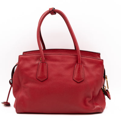 Two Way Tote Bag Fire Red Leather