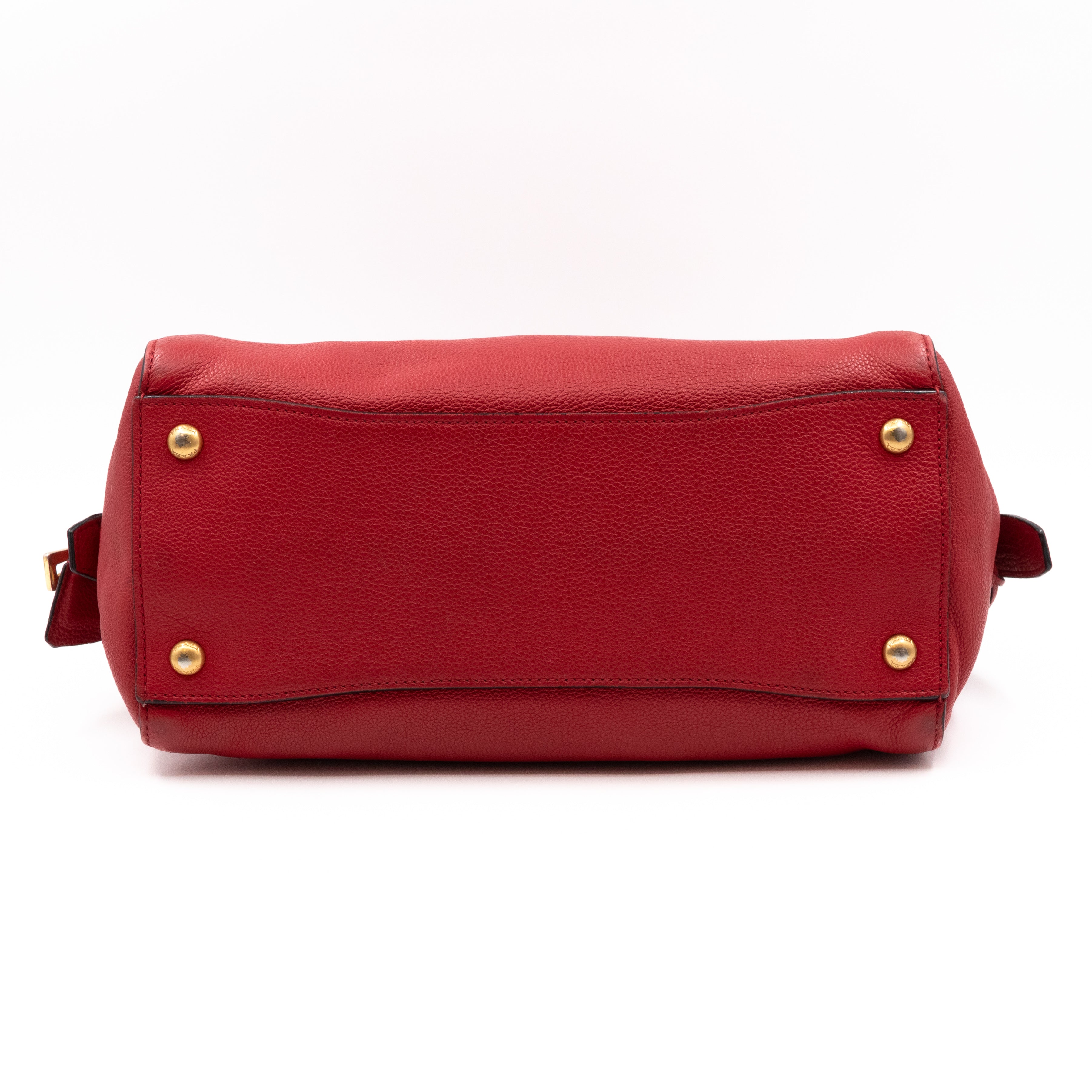 Two Way Tote Bag Fire Red Leather
