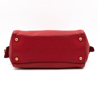 Two Way Tote Bag Fire Red Leather