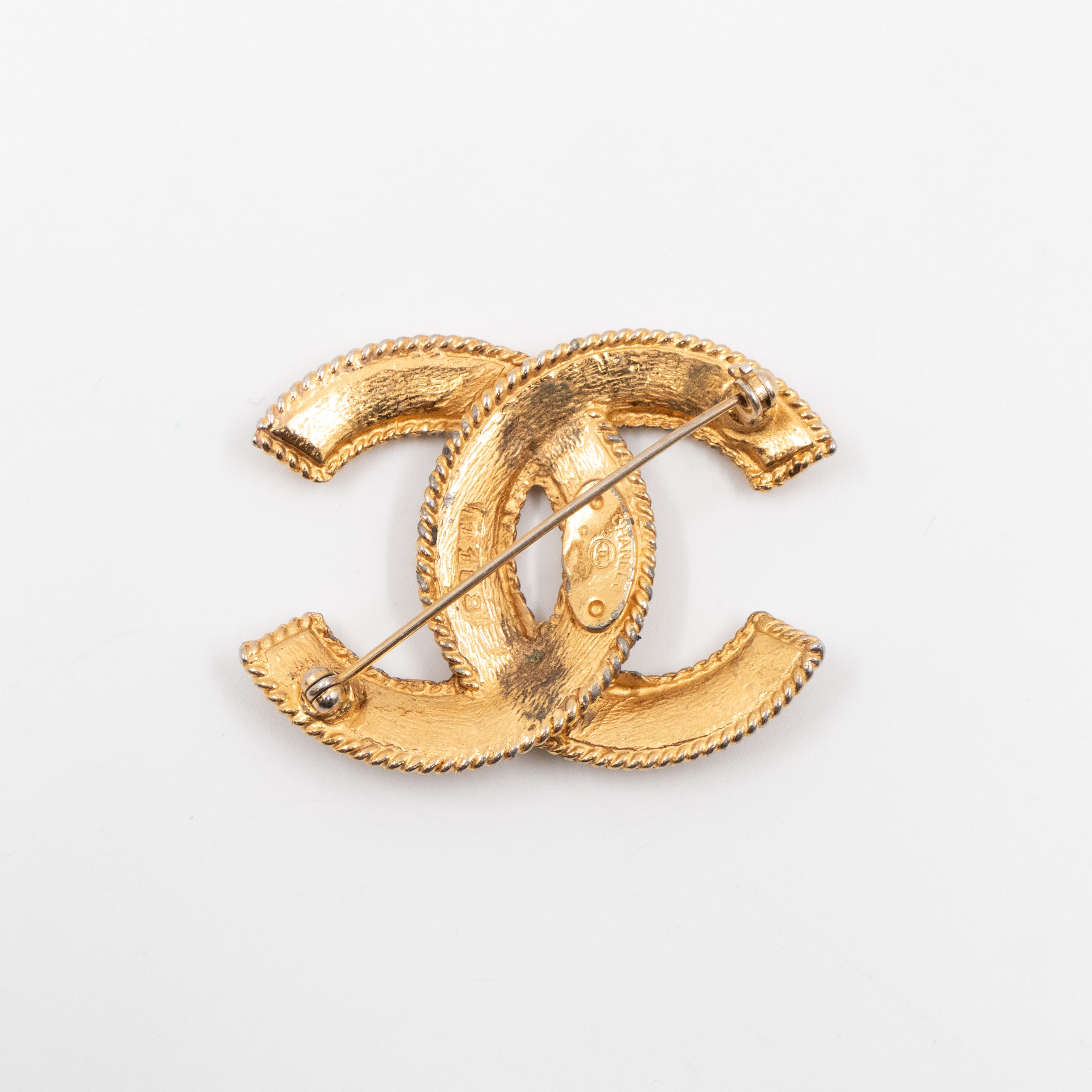 CC Brooch Strass Vintage Gold