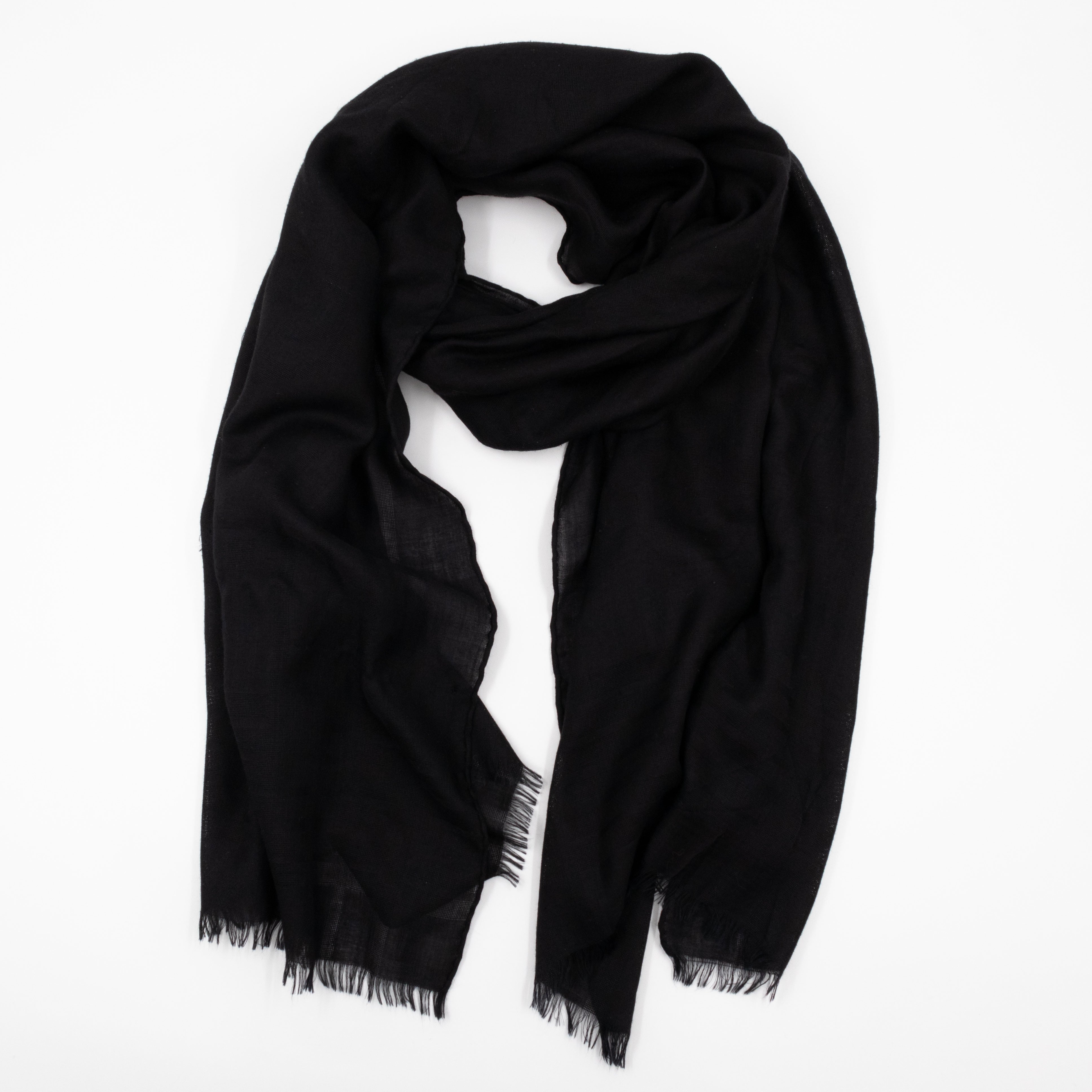 CC Camellia Fringe Cashmere Silk Scarf