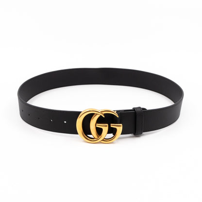 GG Marmont Wide Black Leather Belt 95 cm