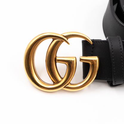 GG Marmont Wide Black Leather Belt 95 cm