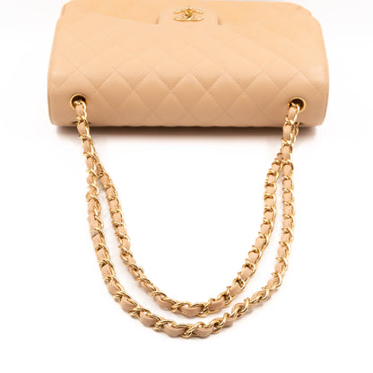 Classic Double Flap Jumbo Beige Caviar Gold