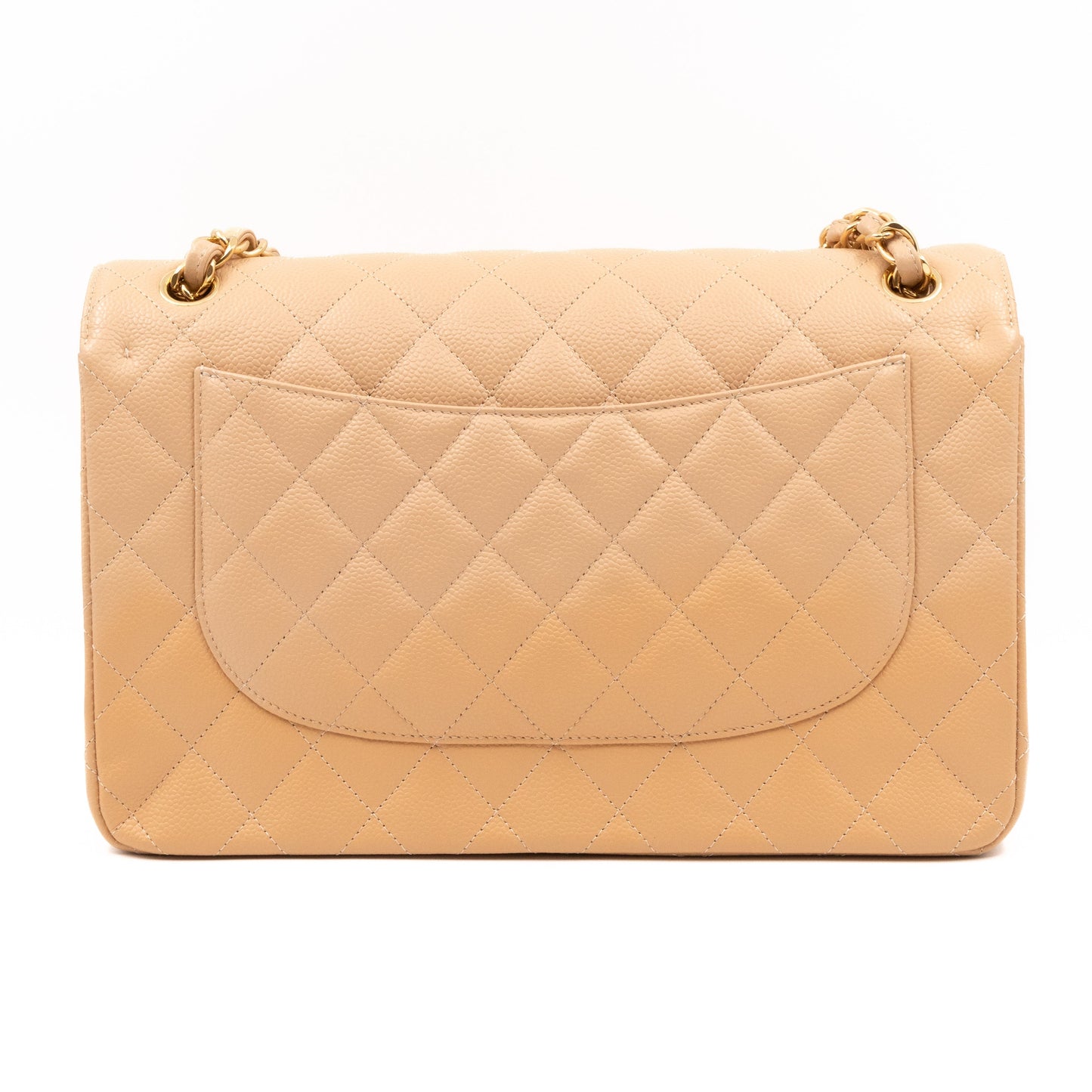 Classic Double Flap Jumbo Beige Caviar Gold