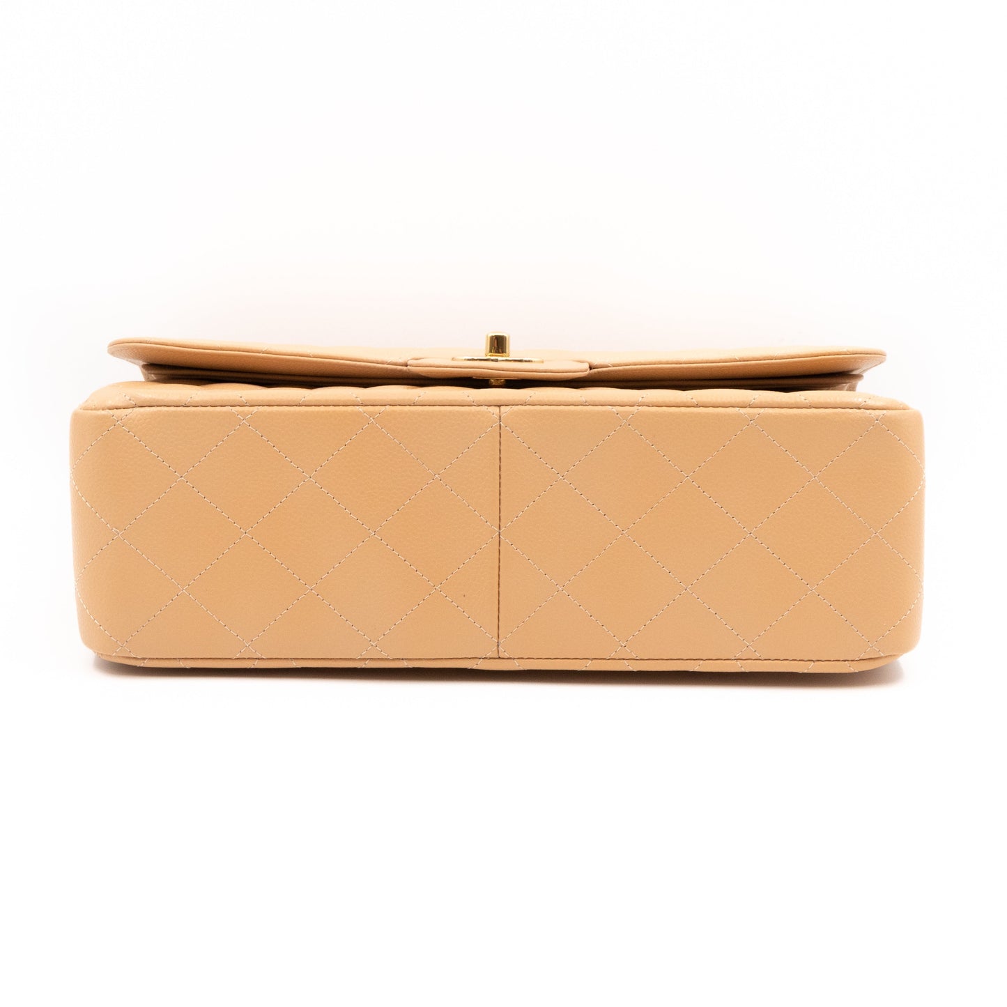 Classic Double Flap Jumbo Beige Caviar Gold