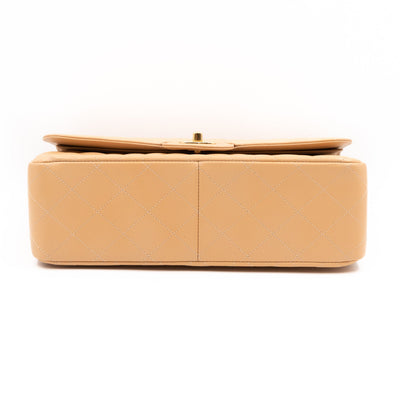 Classic Double Flap Jumbo Beige Caviar Gold