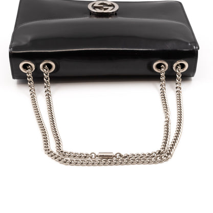 Interlocking GG Flap Bag Polished Calfskin Leather