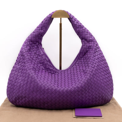 Veneta Hobo Bag Intrecciato Purple Leather