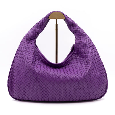 Veneta Hobo Bag Intrecciato Purple Leather