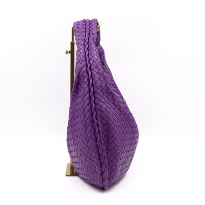 Veneta Hobo Bag Intrecciato Purple Leather