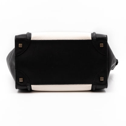 Mini Luggage Black & White Leather