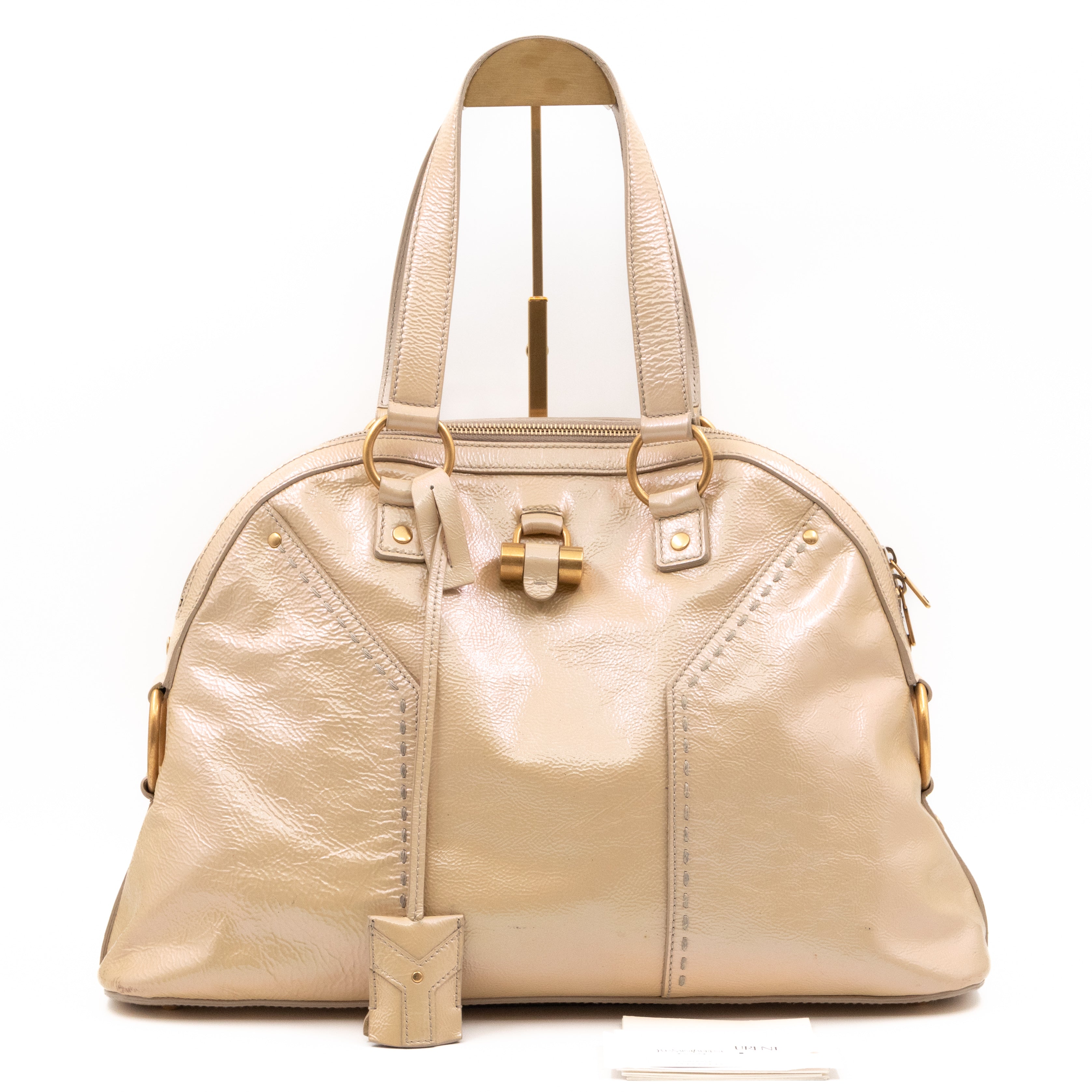 Large Muse Pearl White Patent Leather