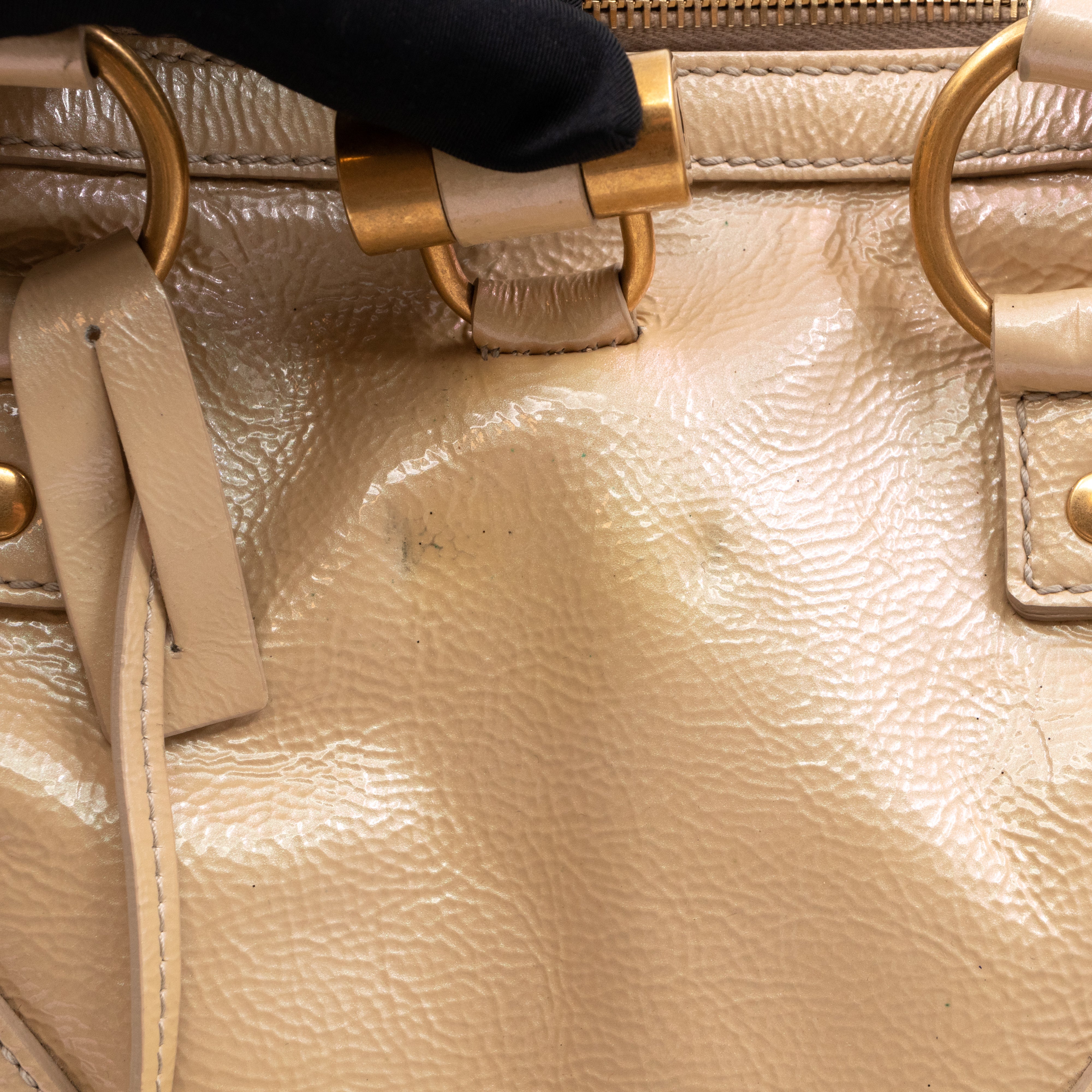Large Muse Pearl White Patent Leather