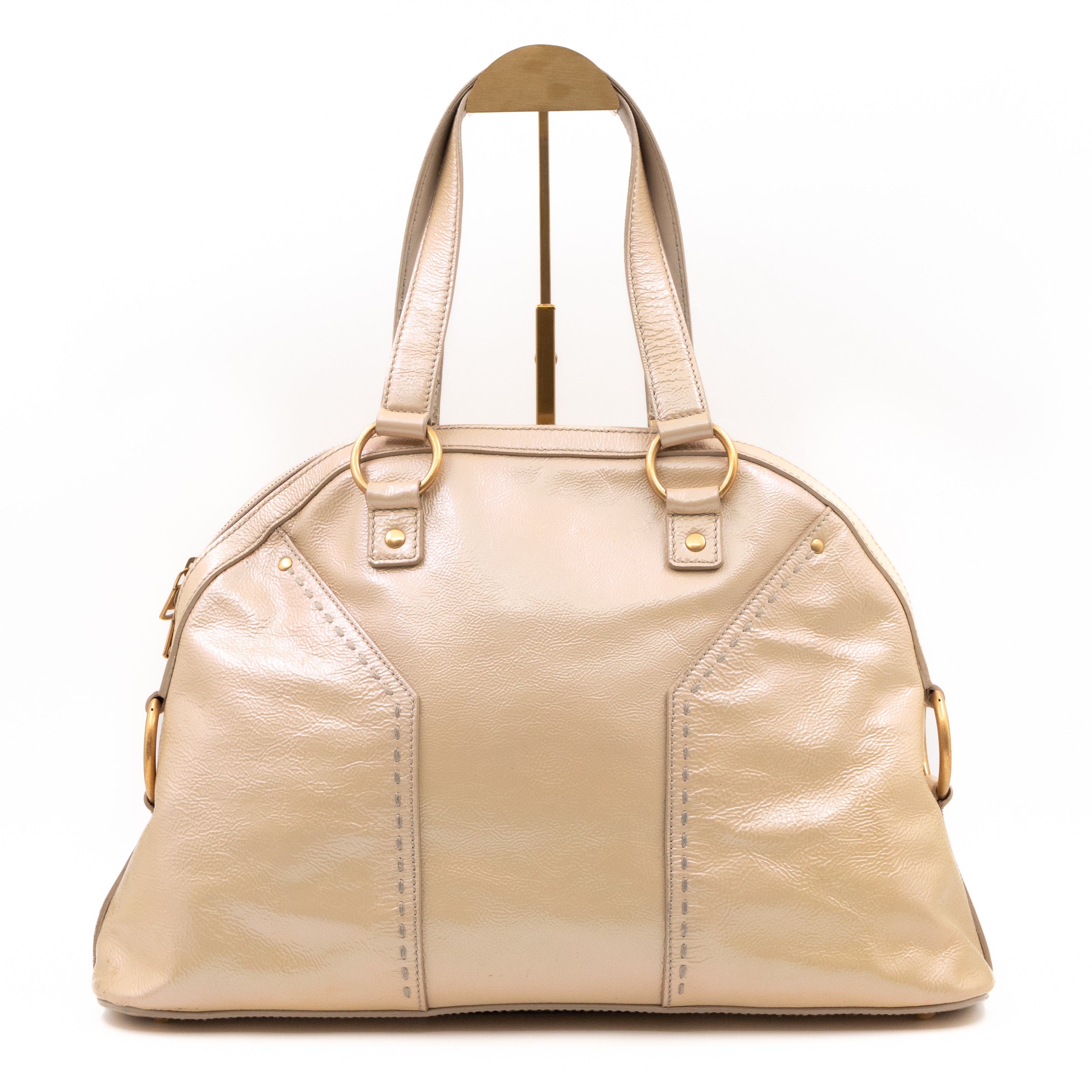Large Muse Pearl White Patent Leather
