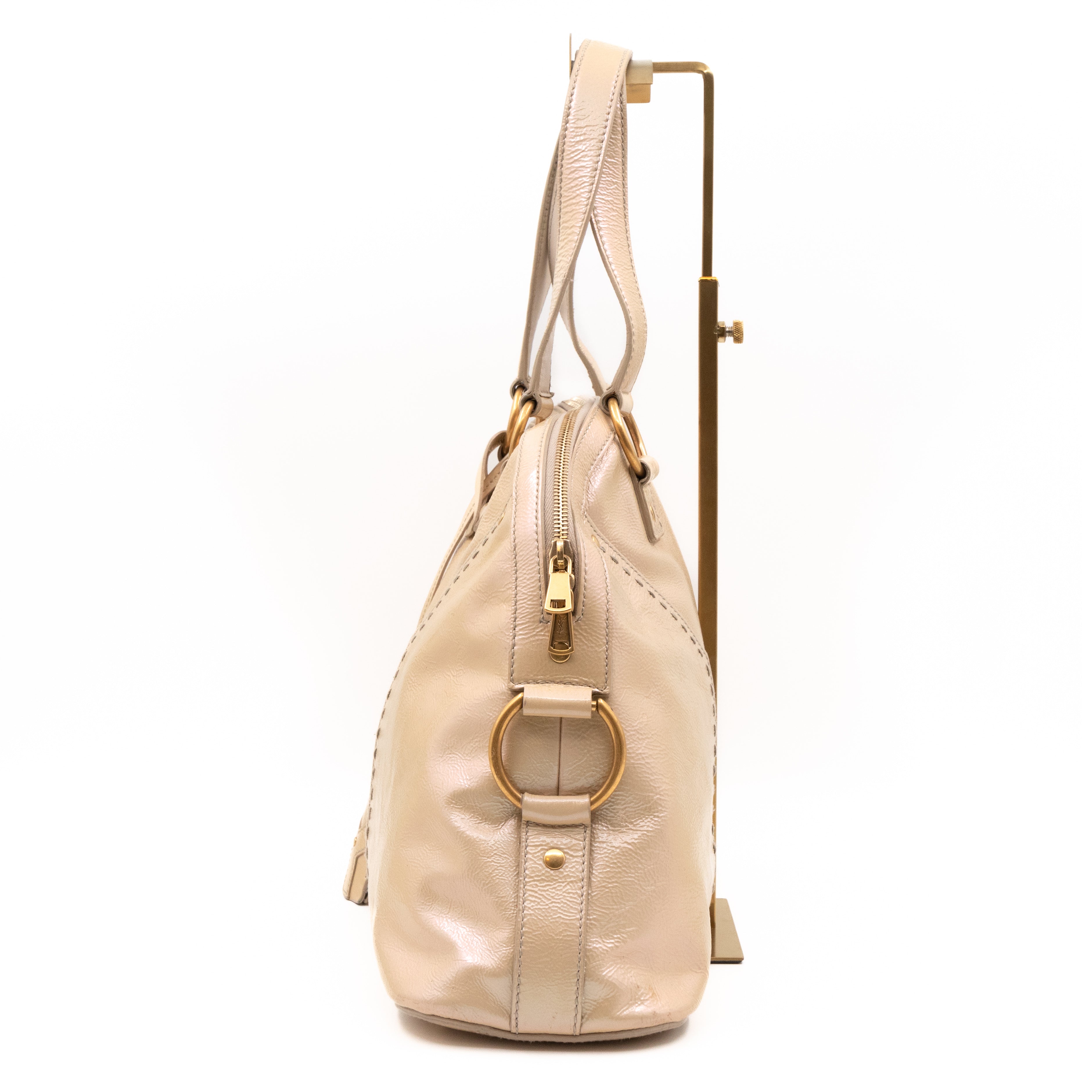 Large Muse Pearl White Patent Leather