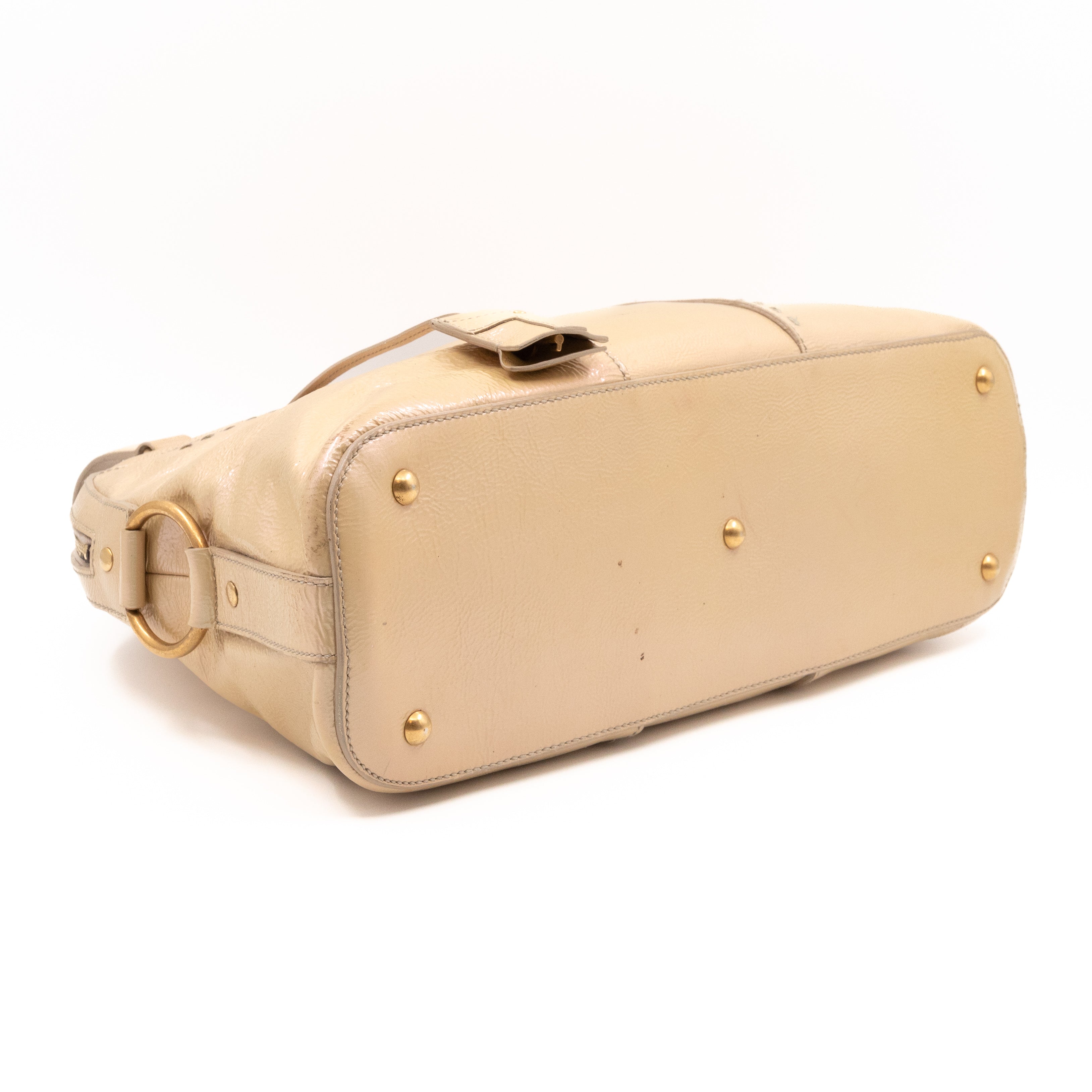 Large Muse Pearl White Patent Leather