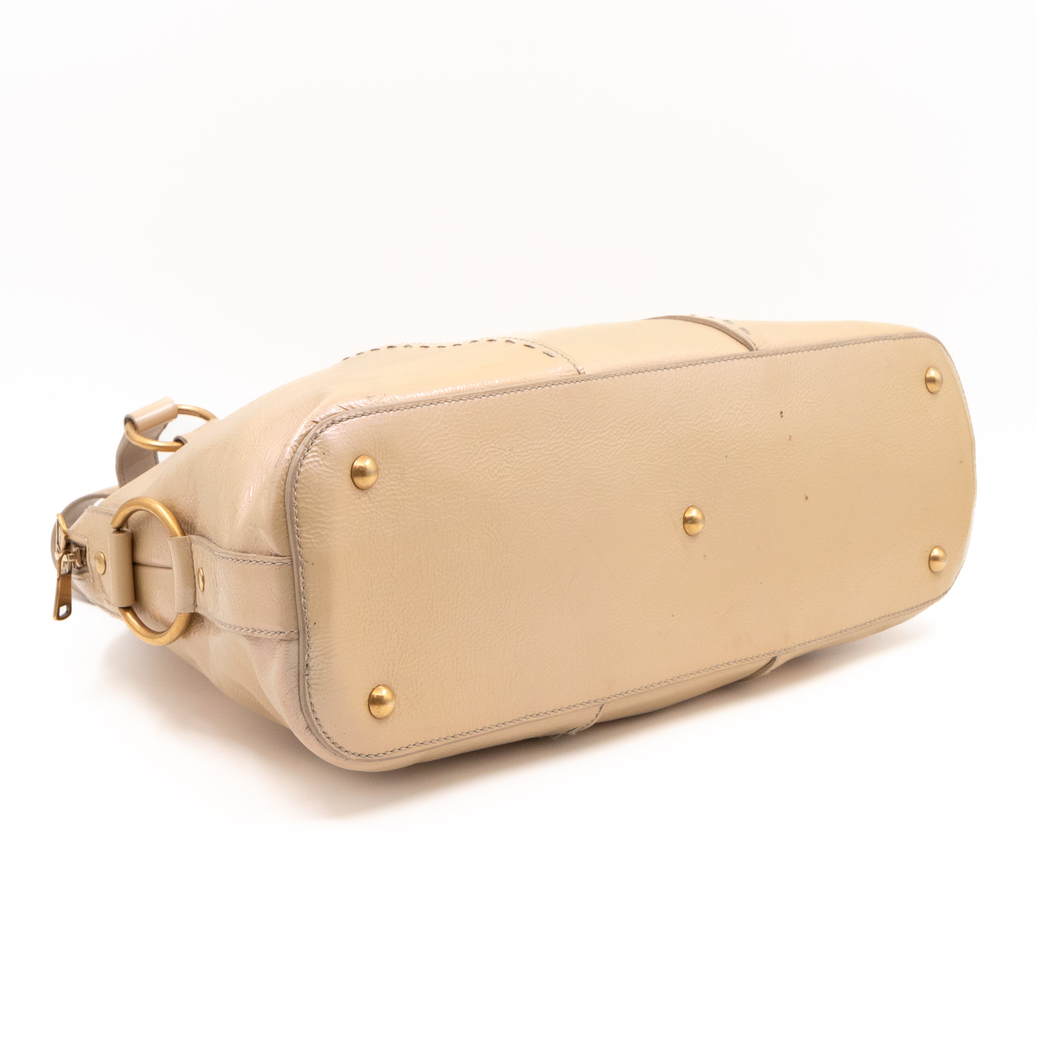 Large Muse Pearl White Patent Leather