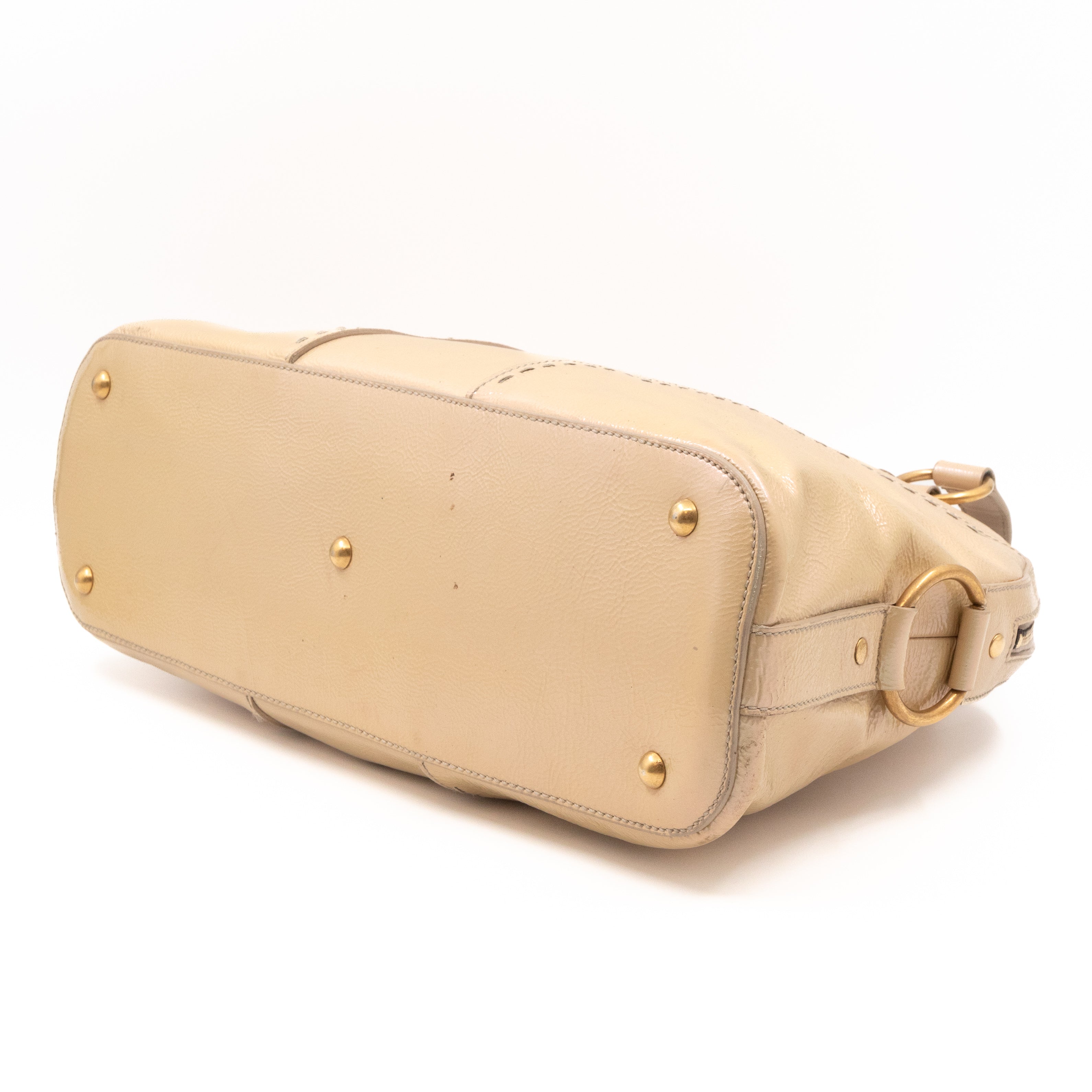 Large Muse Pearl White Patent Leather