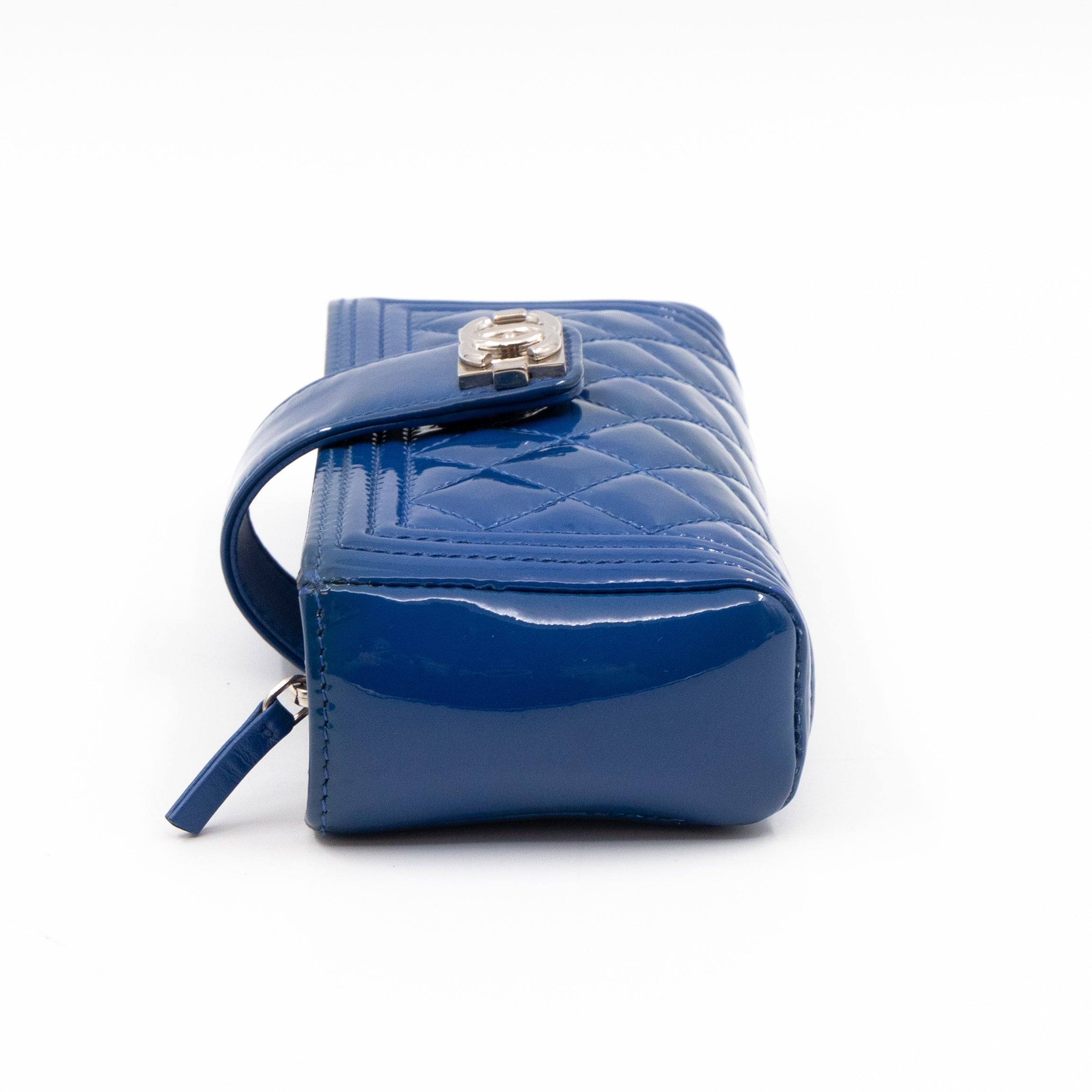 Mini Phone Holder Blue Patent Leather