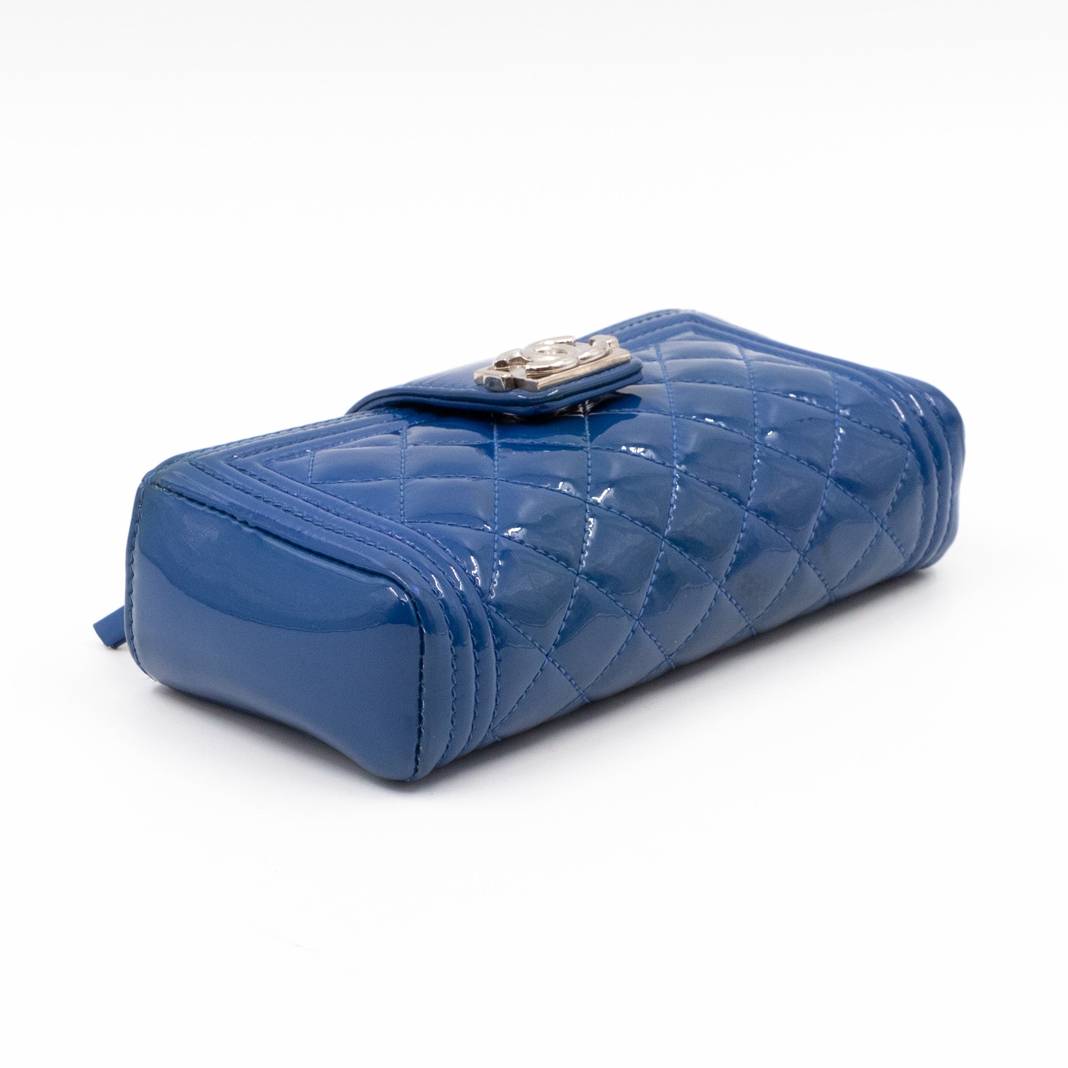 Mini Phone Holder Blue Patent Leather