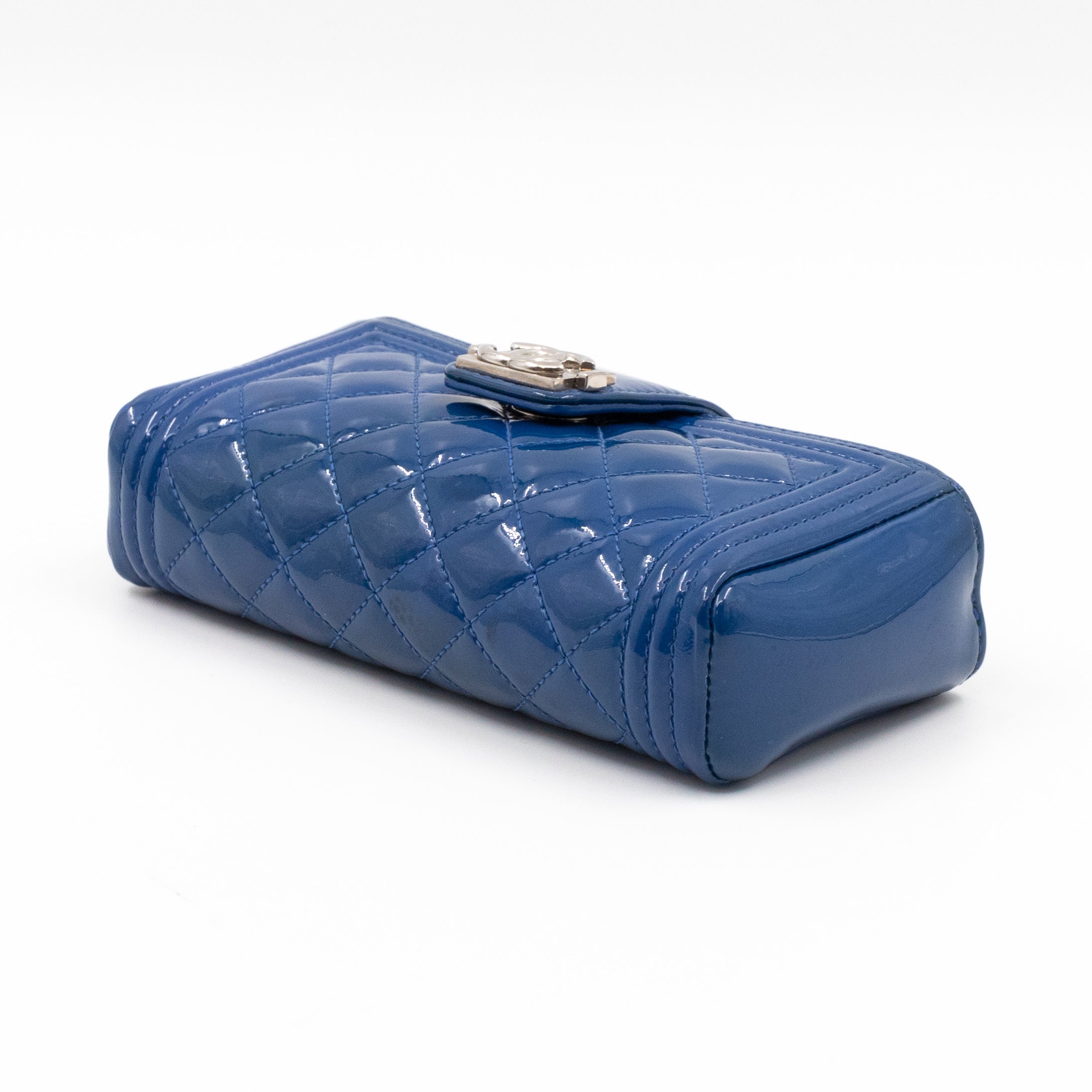 Mini Phone Holder Blue Patent Leather