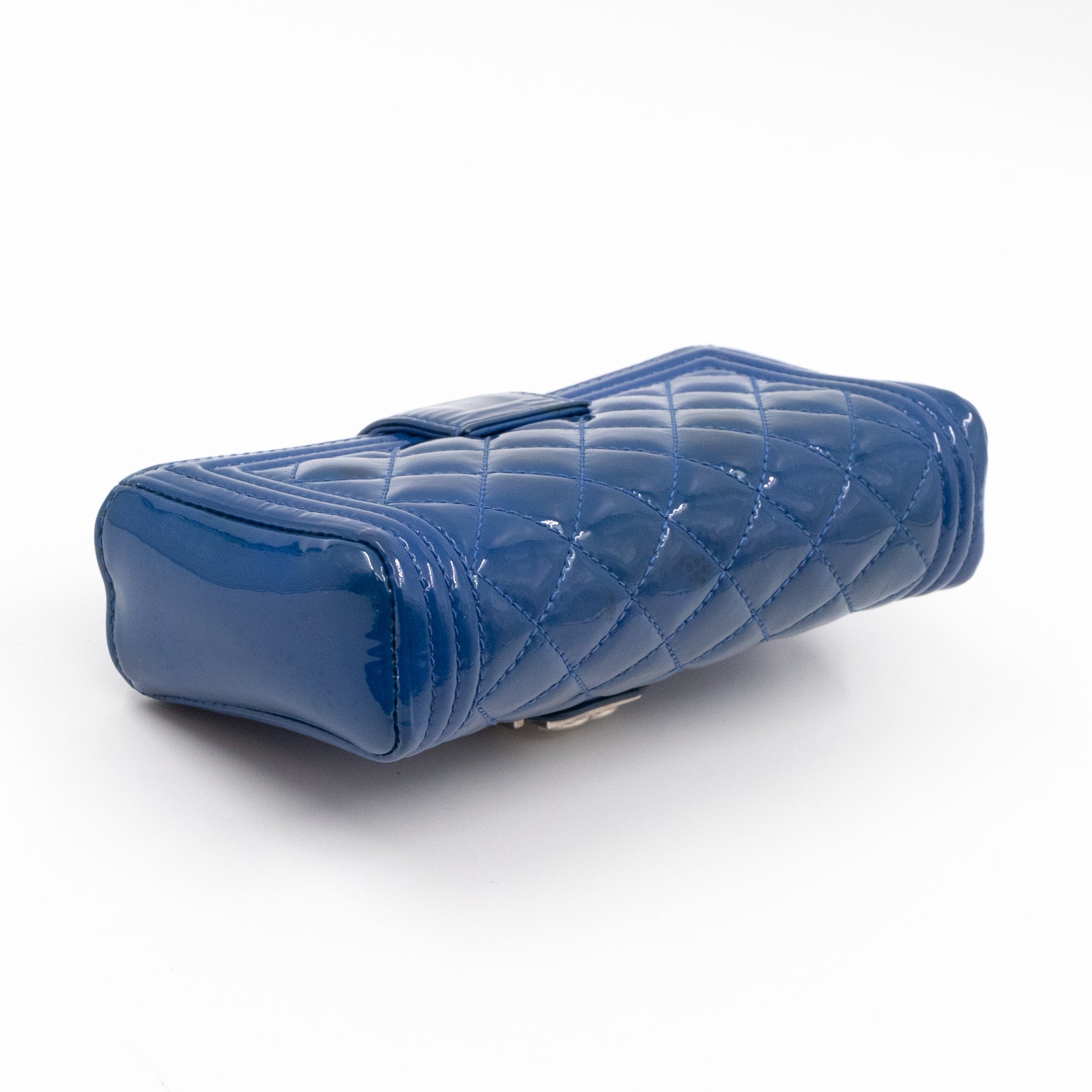 Mini Phone Holder Blue Patent Leather