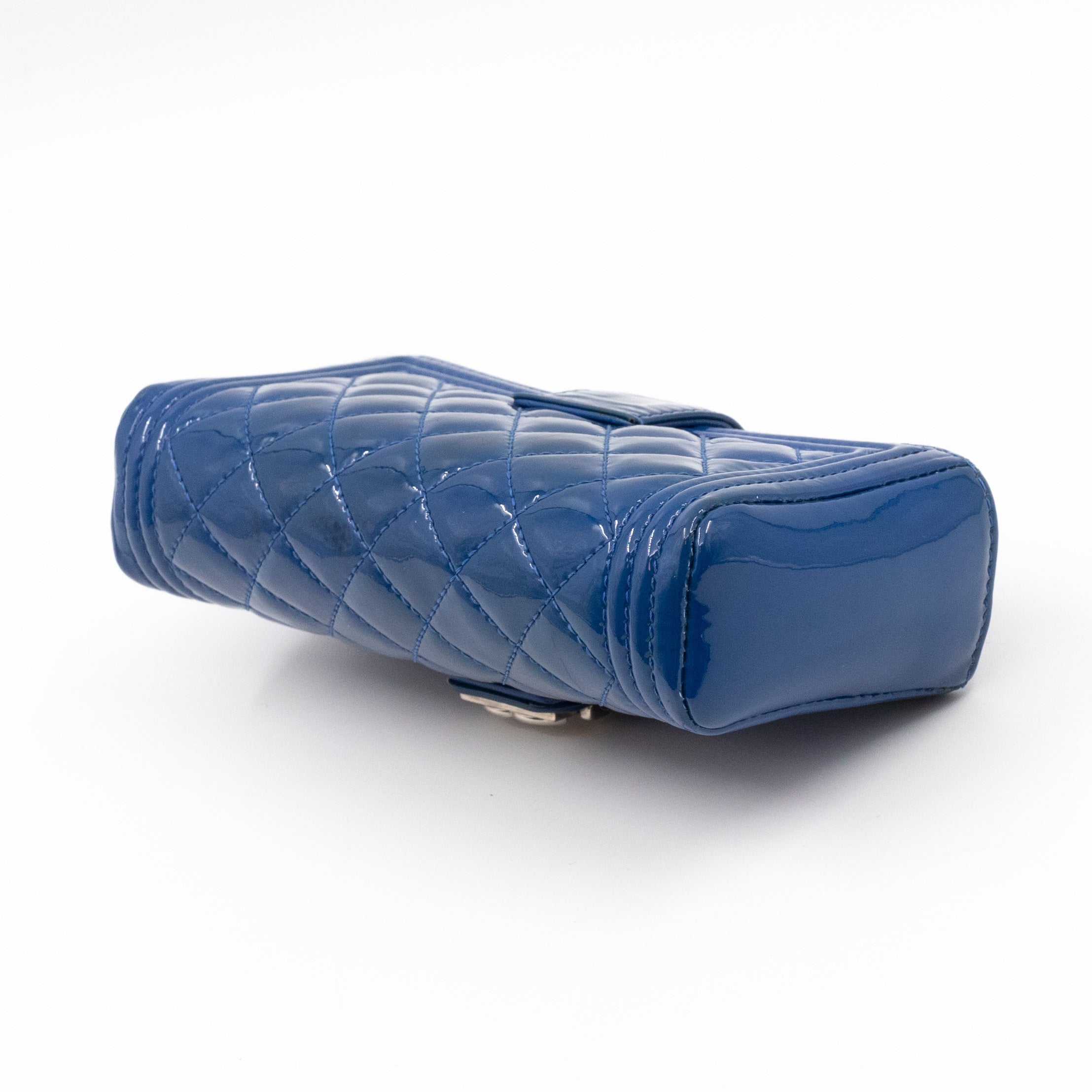 Mini Phone Holder Blue Patent Leather