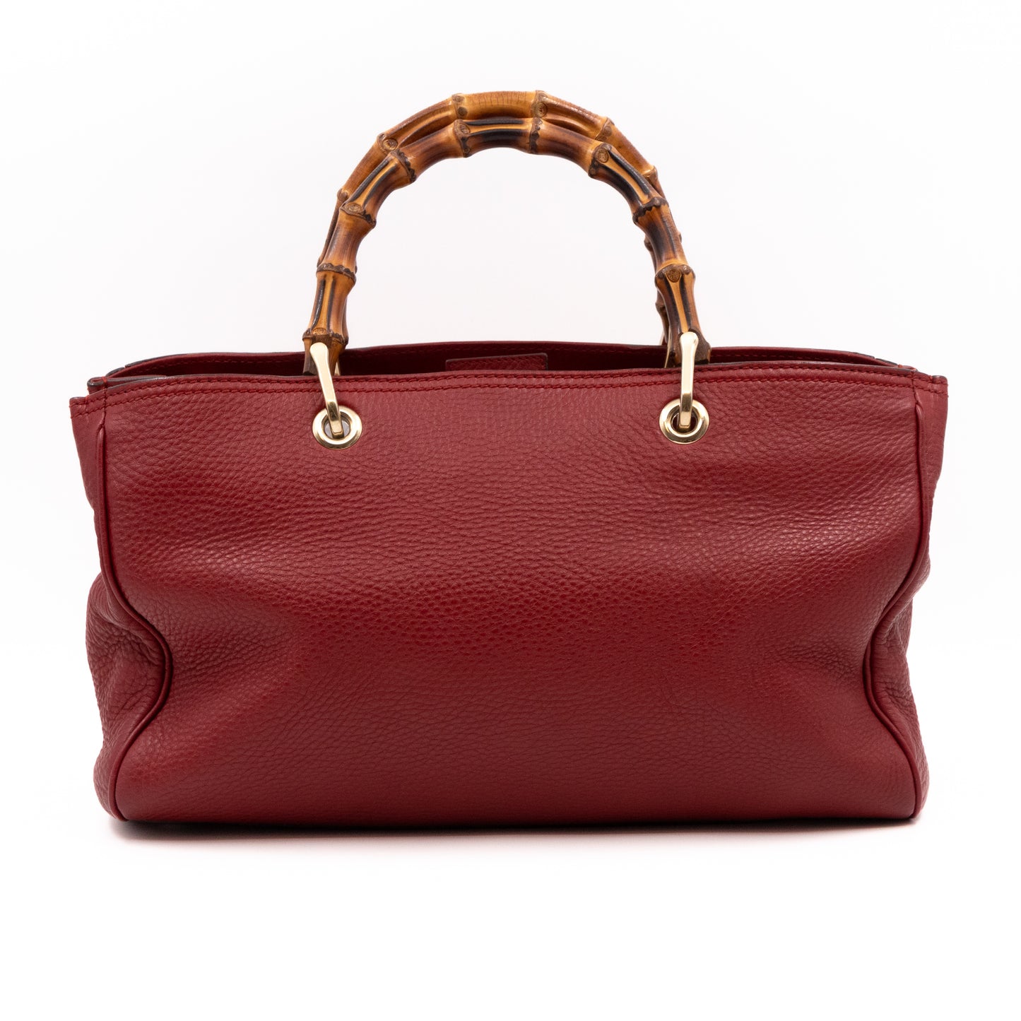 Bamboo Shopper Tote Red Leather