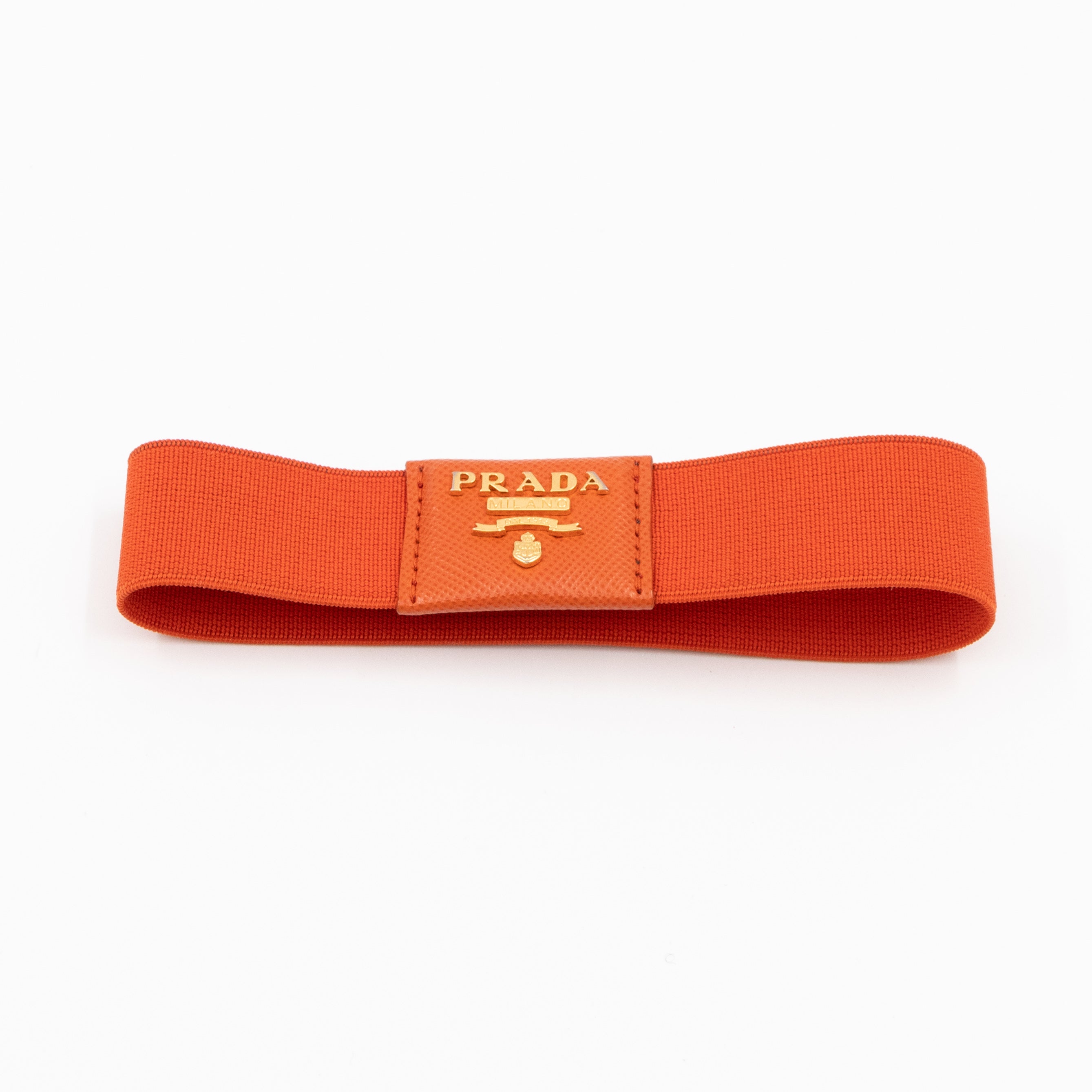 Flat Clutch with Stretch Band Orange Saffiano