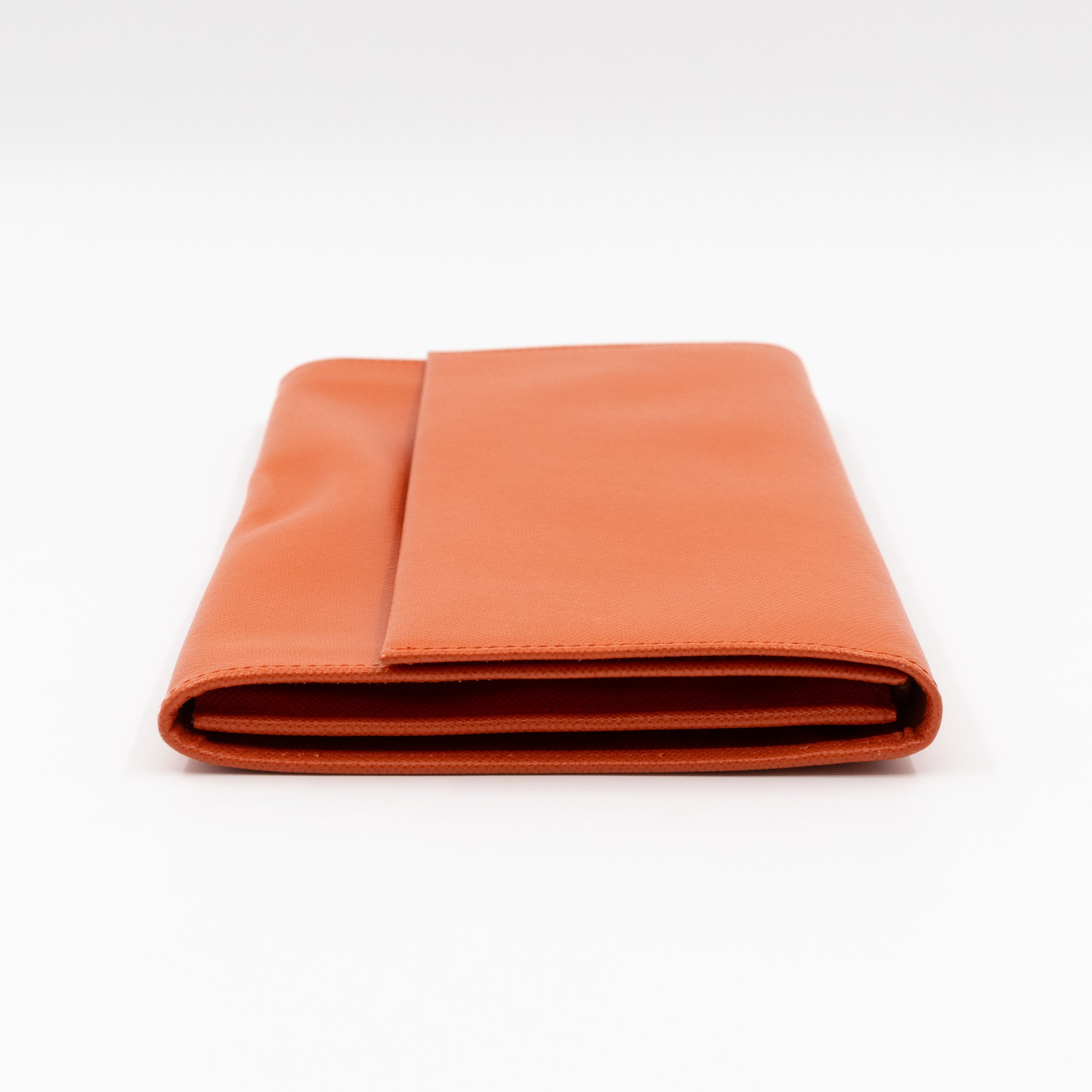 Flat Clutch with Stretch Band Orange Saffiano