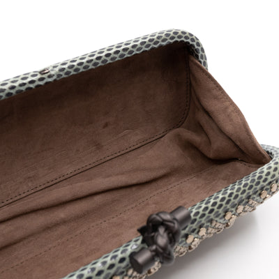 Studded Knot Clutch Grey Python