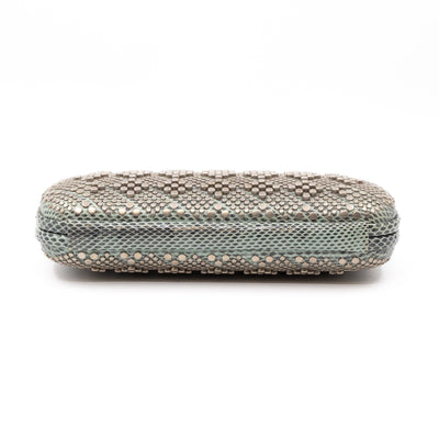 Studded Knot Clutch Grey Python